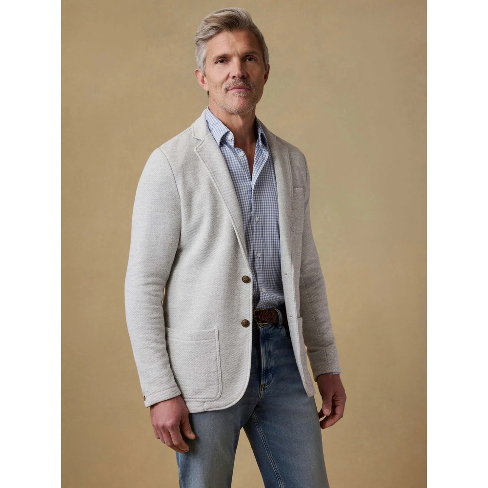 Faherty Inlet Blazer Large Tall Heather Gray Knit Sport Coat Cotton Blend Jacket